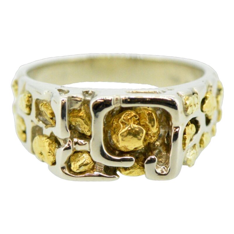 Men’s 14k White Gold Nugget Ring, Alaska Mint