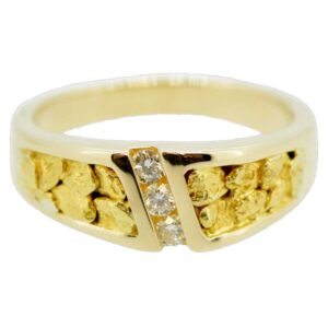 Men's Diamond & Gold Nugget Ring, Alaska Mint