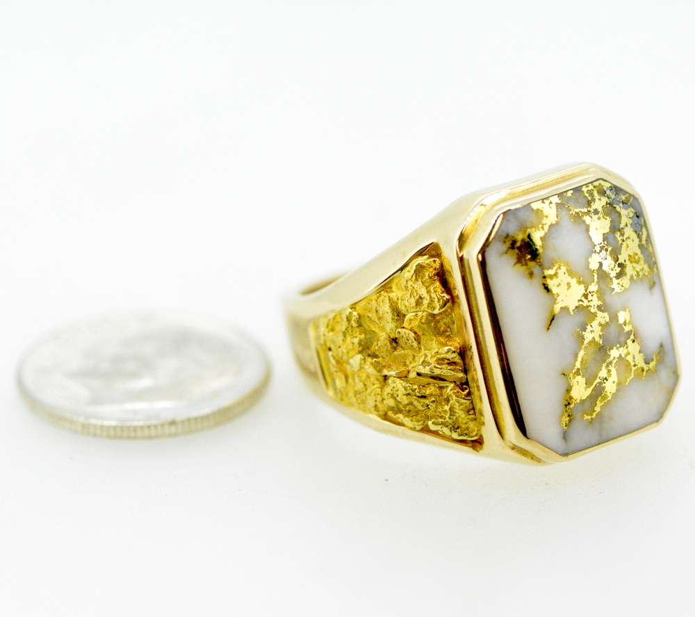 Men's Gold Quartz & Nugget Ring - Alaska Mint