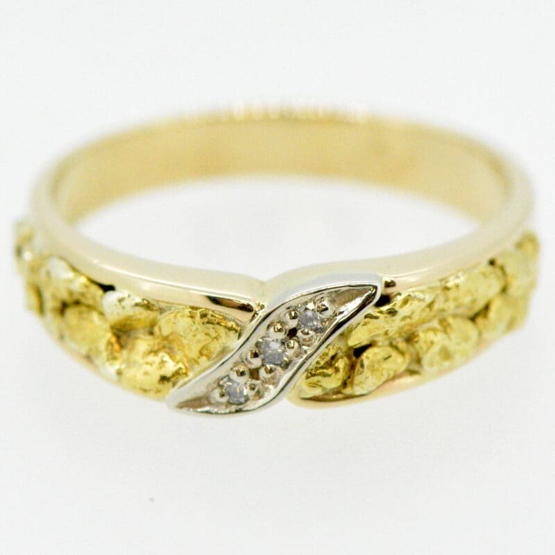 Men’s Gold Nugget & Diamond Ring - Alaska Mint