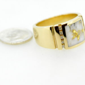 Men's Gold Quartz & Diamond Ring, Alaska Mint