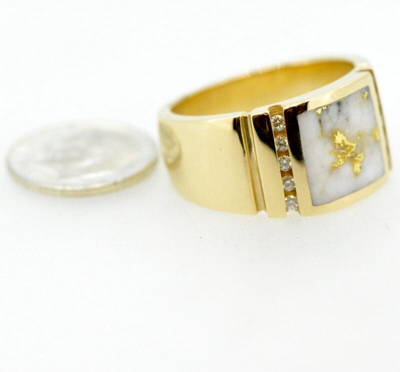 Men's Gold Quartz & Diamond Ring, Alaska Mint