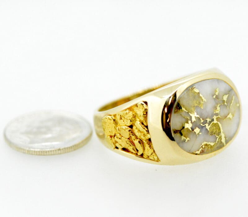 Gold Nugget Men's Gold Quartz Ring, Alaska Mint