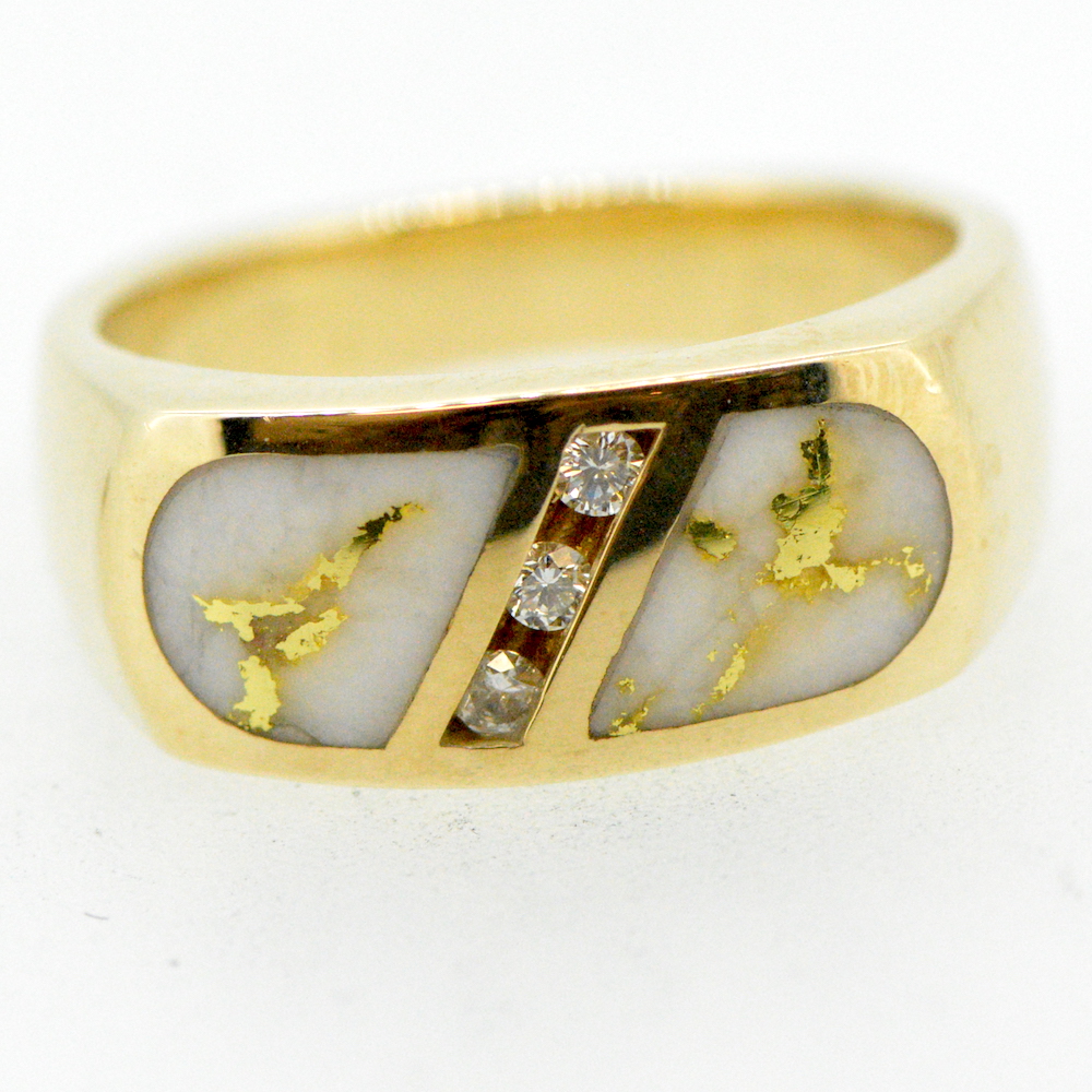 Men's Gold Quartz & Diamond Ring 4- Alaska Mint