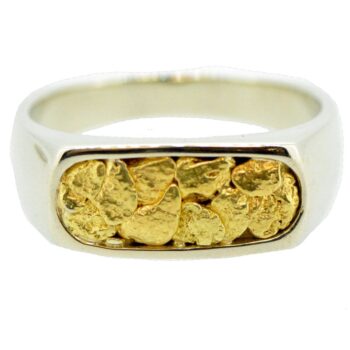 Men's 14k White Gold Nugget Ring, Alaska Mint