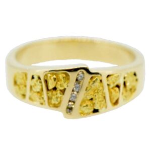 Men’s Gold Nugget & Diamond Ring, Alaska Mint
