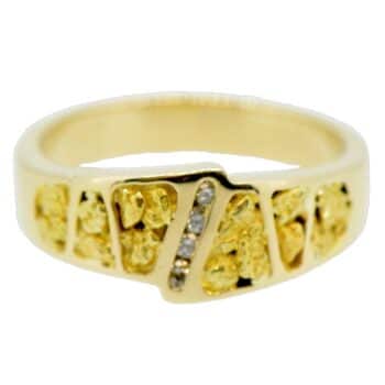 Men’s Gold Nugget & Diamond Ring, Alaska Mint
