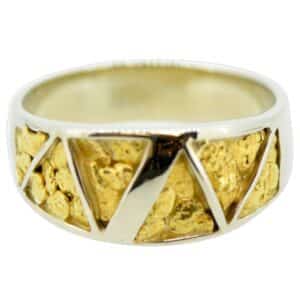 White Gold Men's Gold Nugget Ring, Alaska Mint