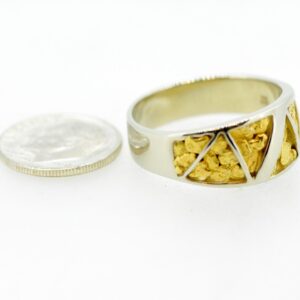 Men's Gold Nugget Ring White Gold