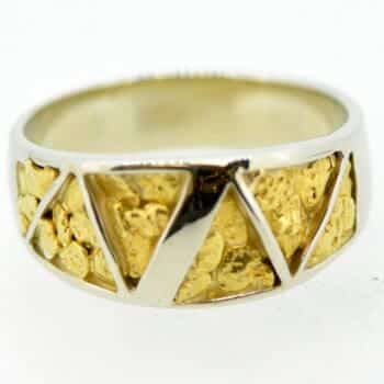 Men's Gold Nugget Ring White Gold