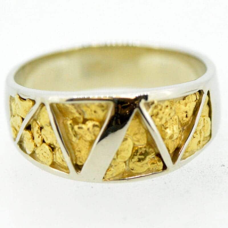 Men's Gold Nugget Ring White Gold