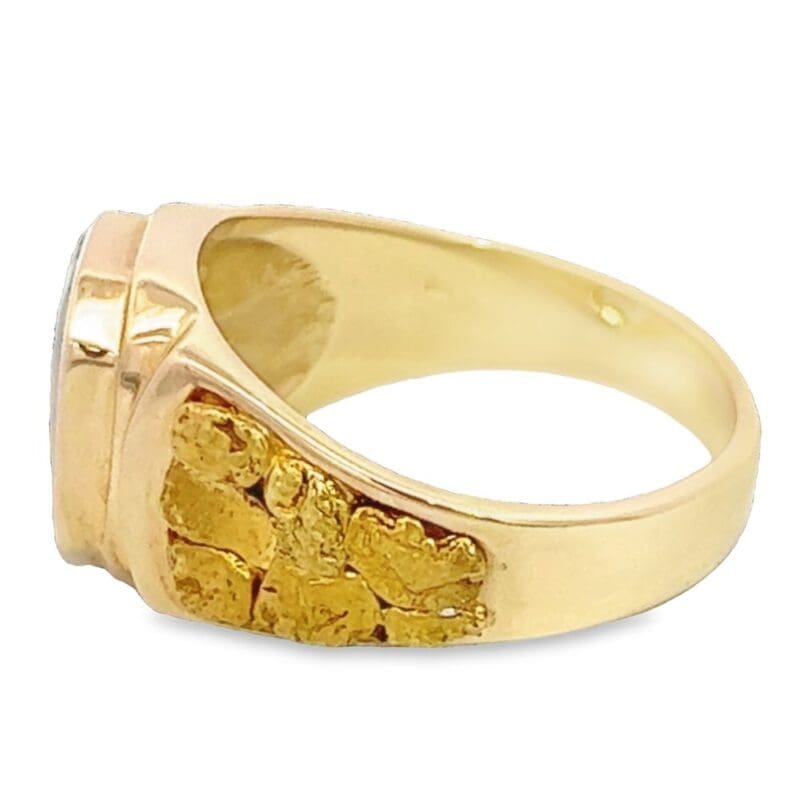 Men's Gold Nugget & Quartz Ring, Alaska Mint