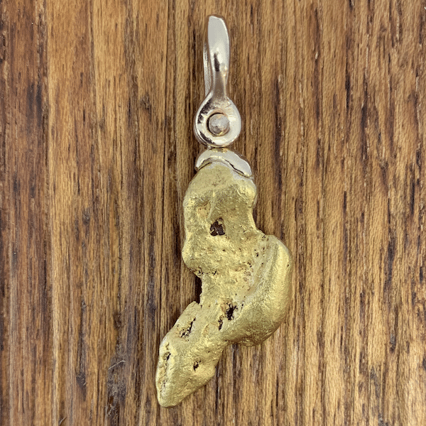 Natural Gold Nugget Pendant with 18k Gold Shackle Style Bail