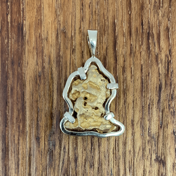 Natural Gold Nugget Pendant with 18k Gold Frame