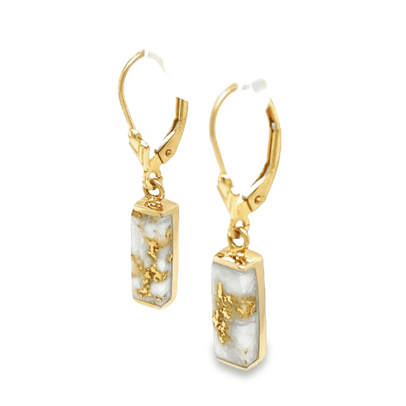 14k Leverback Gold Quartz Earrings, Alaska Mint