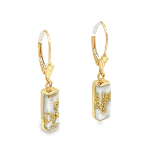 14k Leverback Gold Quartz Earrings, Alaska Mint