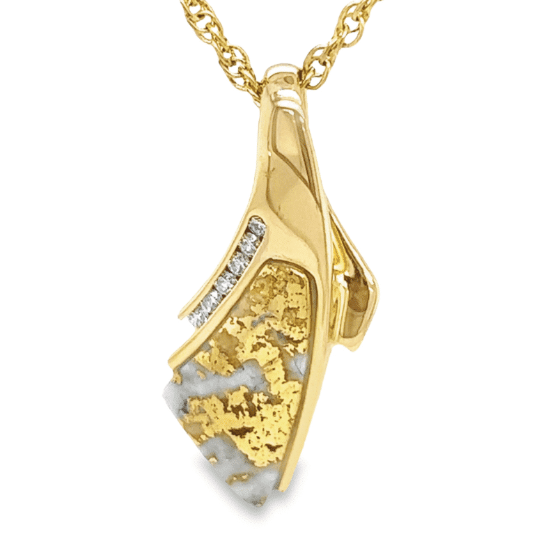 Slide Gold Quartz & Diamond Pendant, Alaska Mint