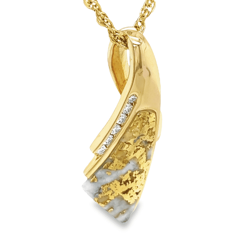 Slide Gold Quartz & Diamond Pendant, Alaska Mint