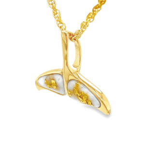 Gold Quartz Whale Tail Pendant, Alaska Mint