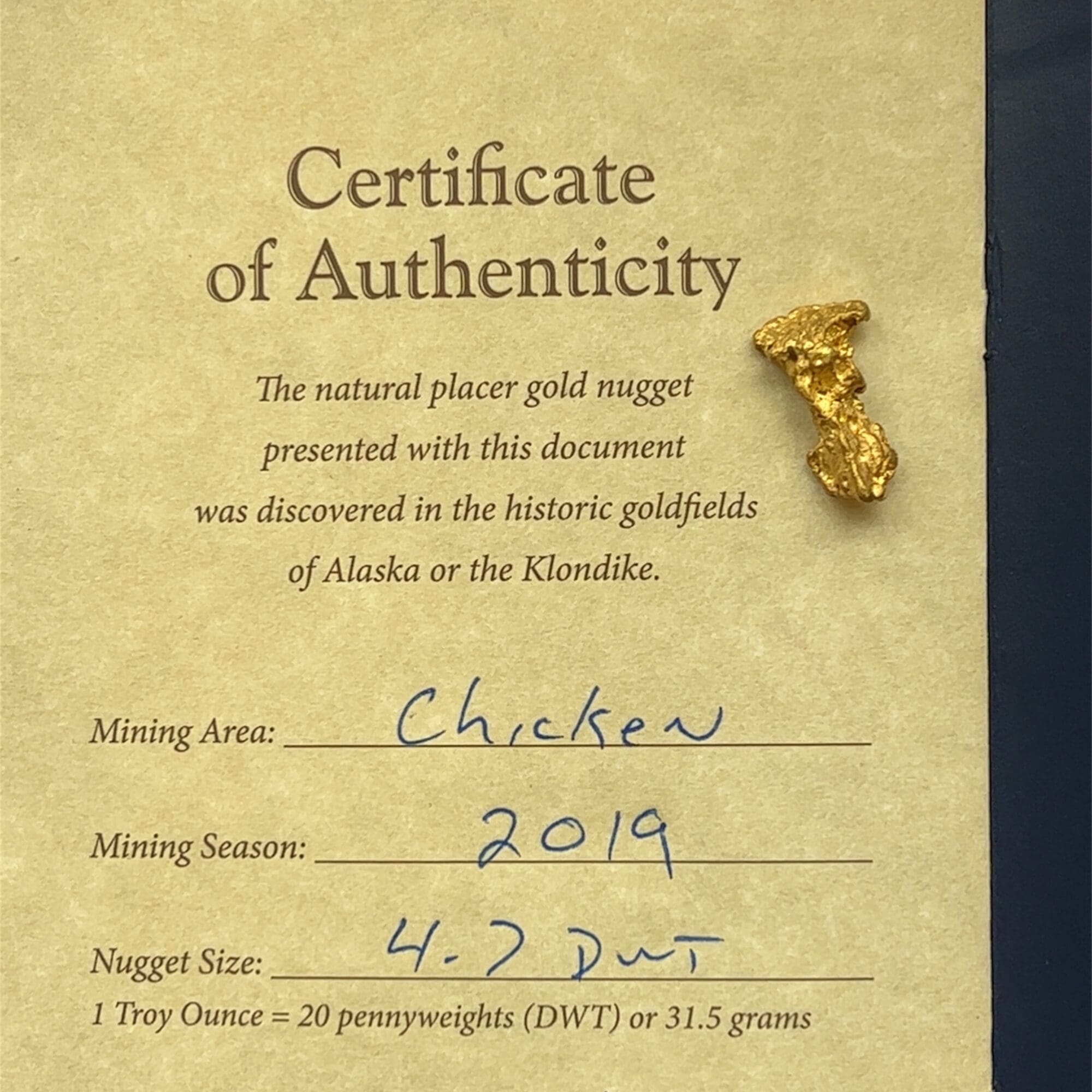 Alaskan Yukon BC Gold Nuggets 12 Mesh 1/4 Troy Oz 7.75 Grams or 5 DWT
