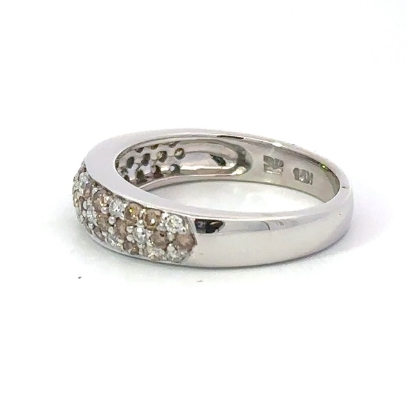 Estate Ladies Le Vian Chocolate & White Diamond 14k White Gold Ring - Image 4