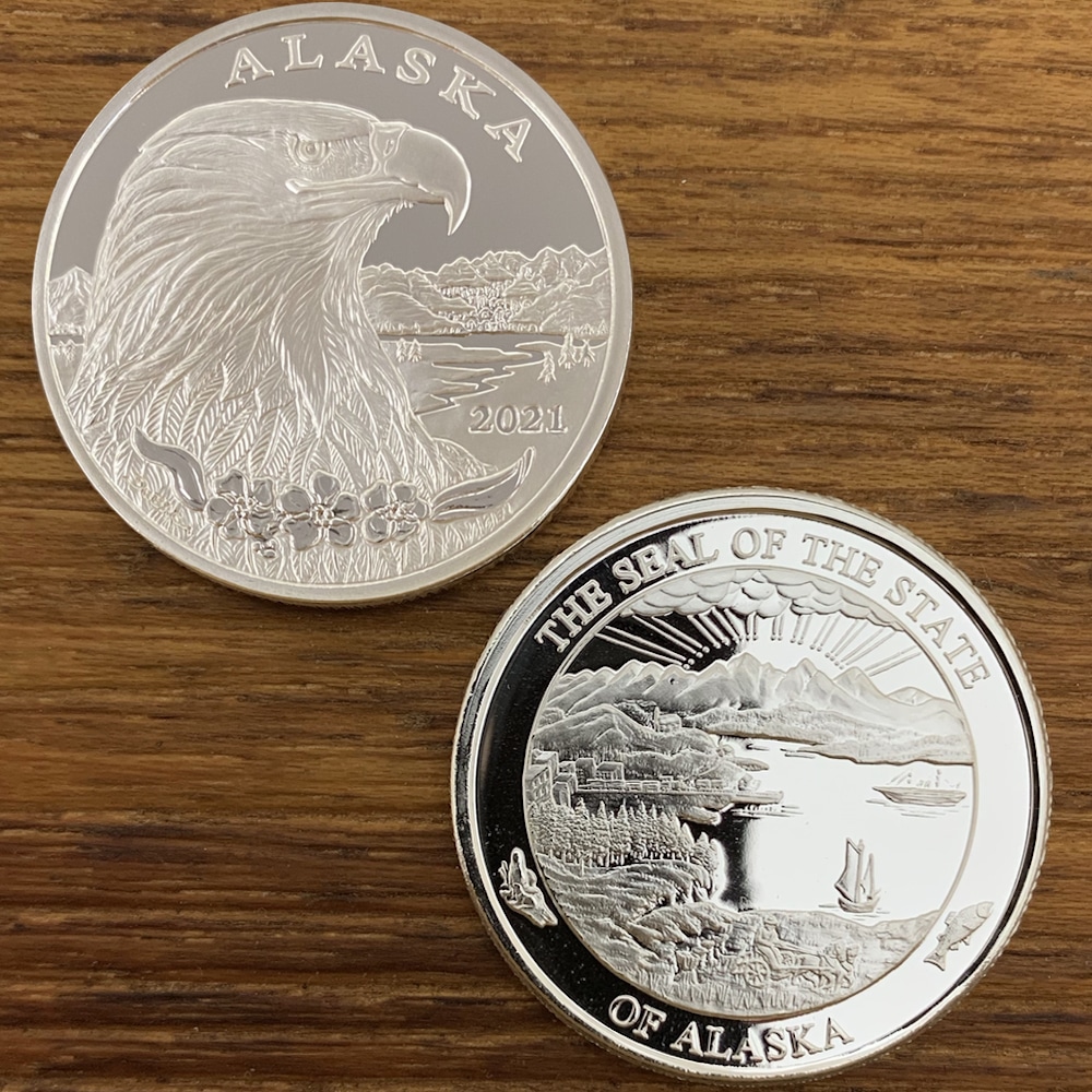 Alaska Mint Official 2016 State Medallion Gold & Silver Medallion Proof 1 Oz 