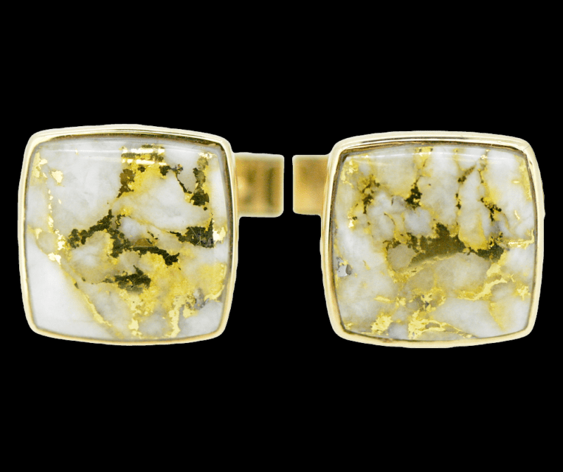 Gold quartz cufflinks