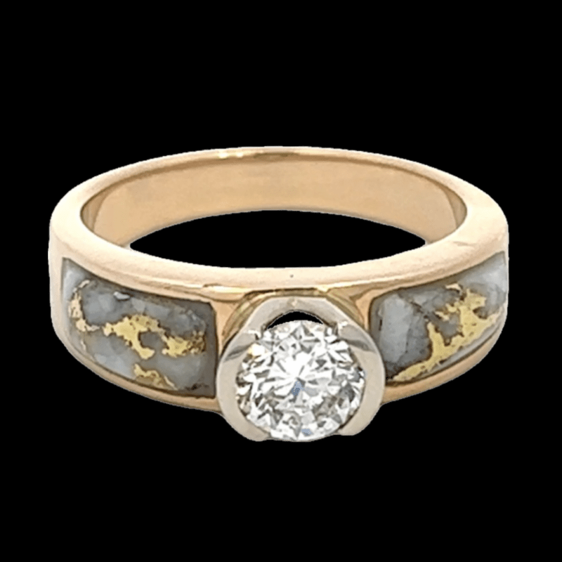 Gold quartz, Ring, Alaska Mint, Diamond, 070690
