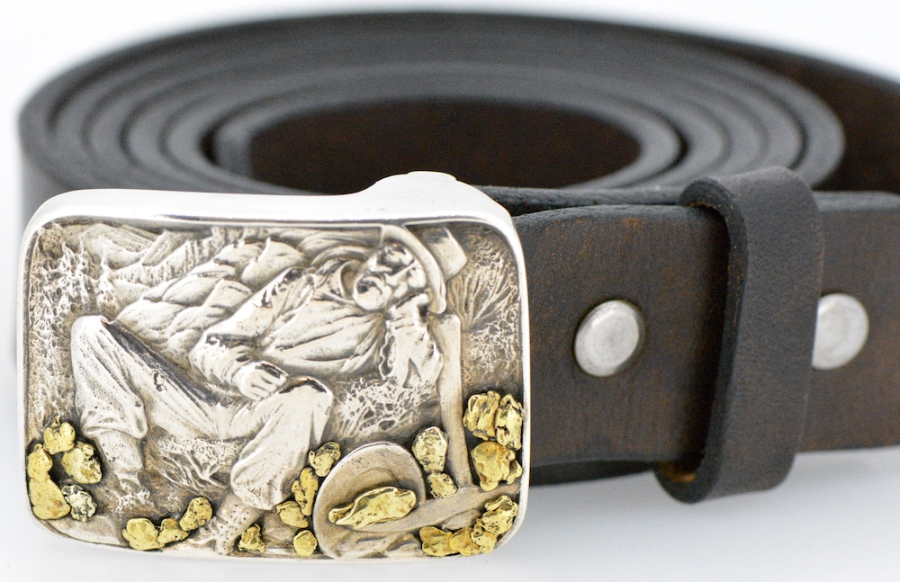Belt Buckle Sterling Silver & Gold Nugget 0 - Alaska Mint