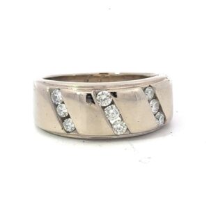 Estate Mens Diamond 14k White Gold Ring