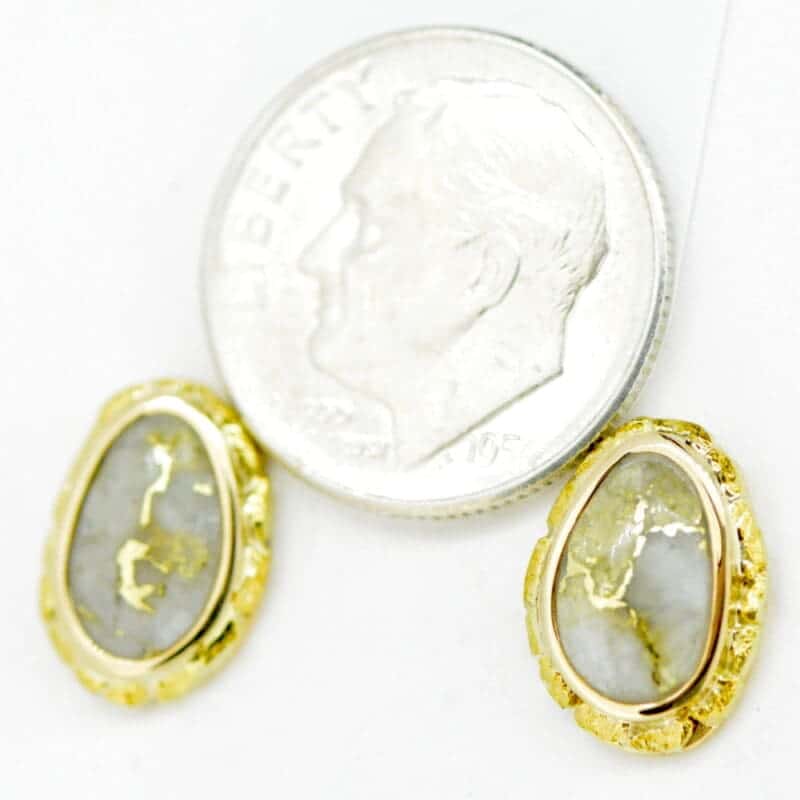 Gold Quartz & Nugget Post Earrings - Alaska Mint