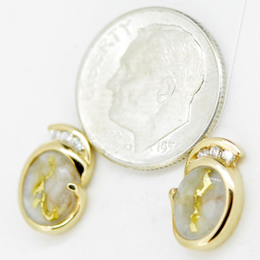 Gold Quartz & Diamond Post Earrings 7 - Alaska Mint