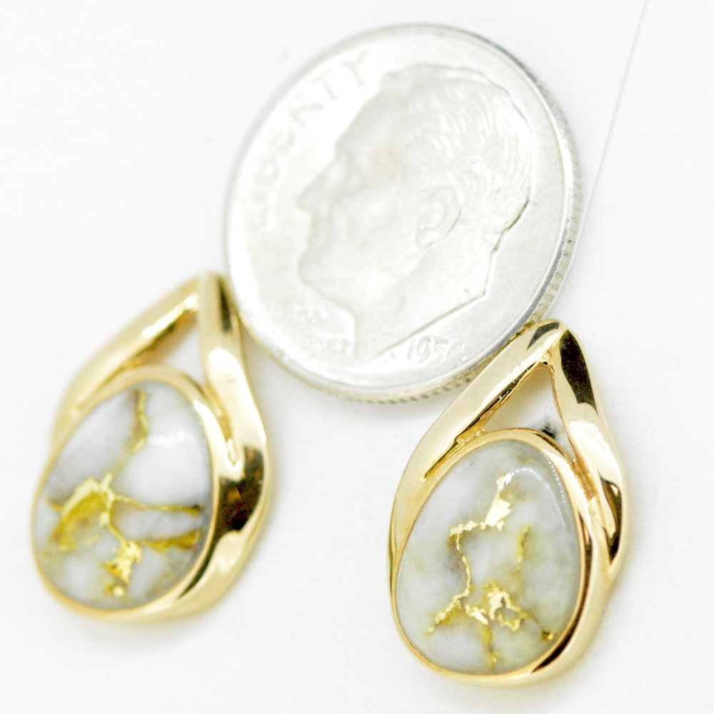 Gold Quartz Post Earrings EN782Q - Alaska Mint