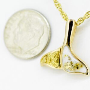 Gold Quartz Nugget Whale Tail Pendant, Alaska Mint