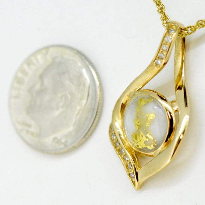 Gold Quartz & Diamond Pendant, Alaska Mint
