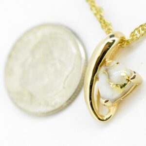 Gold Quartz Cursive 14k Pendant, Alaska Mint