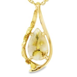 Gold Nugget Gold Quartz Pendant, Alaska Mint