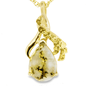 Nugget Gold Quartz Pendant, Alaska Mint