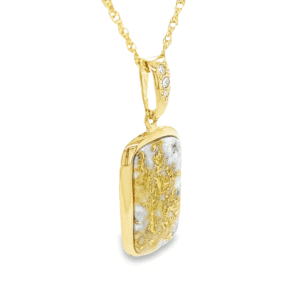 Gold Quartz & Diamond Pendant, Alaska Mint