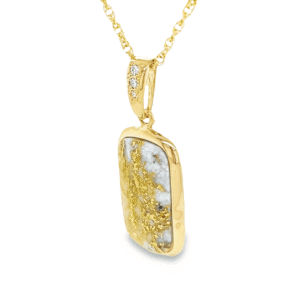 Gold Quartz & Diamond Pendant, Alaska Mint