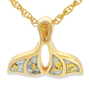 Gold Quartz Whale Tail Pendant, Alaska Mint