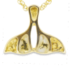 Gold Quartz 2 Panels & Nugget Whale Tail Pendant, Alaska Mint