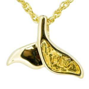 Gold Nugget Whale Tail Pendant, Alaska Mint