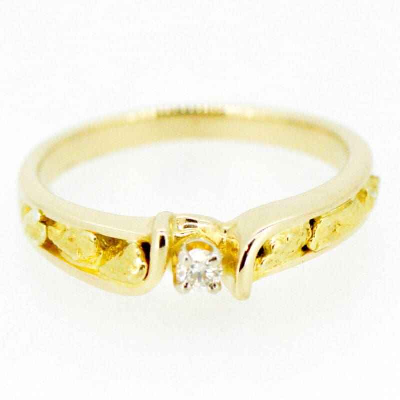 Ladies Gold Nugget & Diamond Ring - Alaska Mint