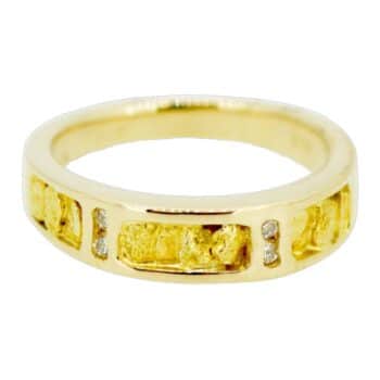 Ladies Gold Nugget & Diamond Ring, Alaska Mint