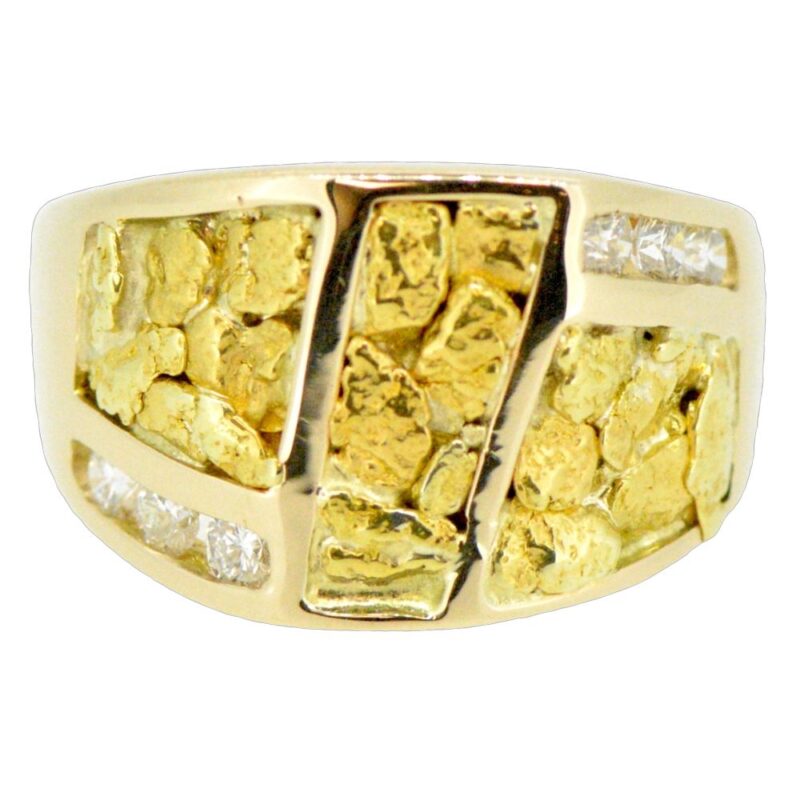 Gold Nugget & Diamond Ring, Alaska Mint