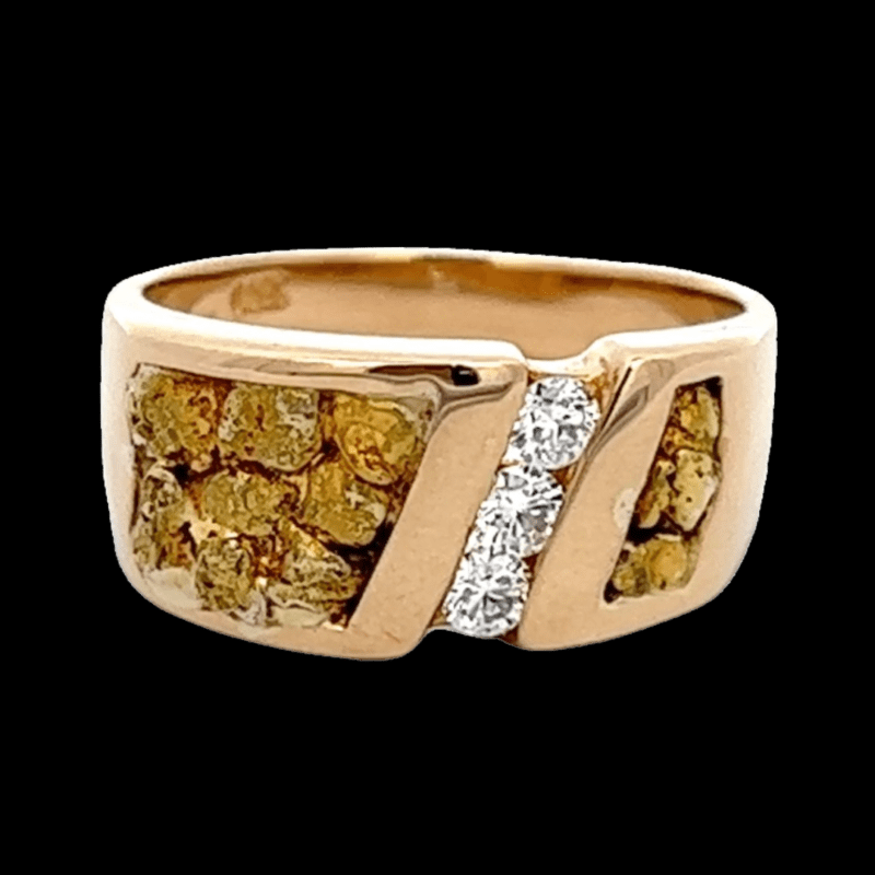 Gold nugget, Ring, Alaska Mint, diamond, RLJ510DN