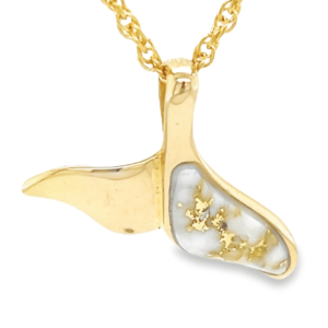 Gold Quartz Whale Tail Pendant, Alaska Mint