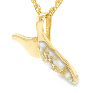 Gold Quartz Whale Tail Pendant, Alaska Mint