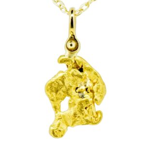 18k Gold Shackle Bail Natural Gold Nugget Pendant, Alaska Mint